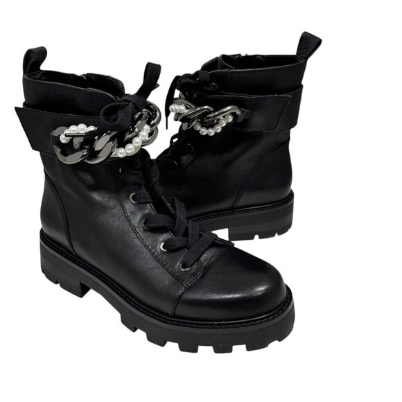 Karl Lagerfeld Women's Combat Boots Maxi Chain Fem Size 8 NEW - Picture 2 of 9